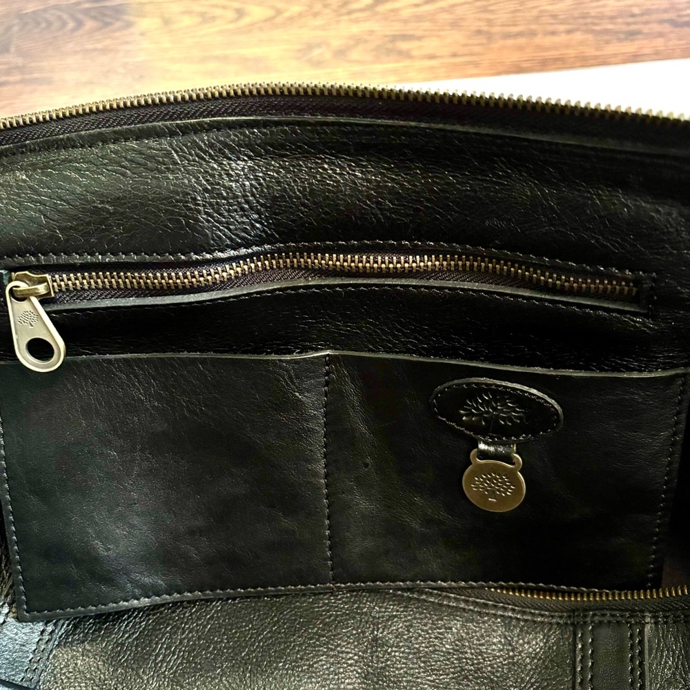 Mulberry Black Leather Travel Duffle Bag Large with Carry Strap Serial# 026904 - Picture 2 of 16